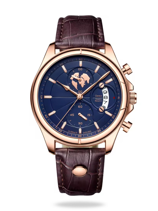 Aldric Voss — El Cronógrafo Meridian Azul Marino